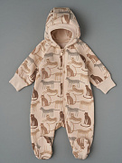 Комбинезон Little Star Гепарды с капюшоном футер с начесом 30321 (ЧЗ-мз) светло-бежевый 62