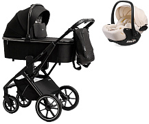Детская коляска Peppy Tecla 3 в 1 с автокреслом Verona Beige Shadow Black Chrome Edition Черный
