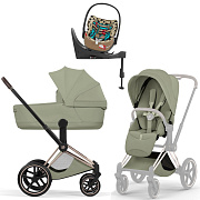 Коляска Cybex Priam V Rosegold Style Cloud T One Love Base T 4 в 1 Sage Green