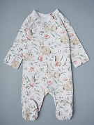 Комбинезон на молнии Little Star 0208 зайки и совы, белый 68