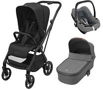 Детская коляска Maxi-Cosi Leona²  Oria 3 в 1 с автокреслом CabrioFix Select grey 1204390110 Twillic Black/1507029110 Select Grey