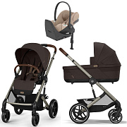 Коляска Cybex Balios S Lux TPE complete Cloud T Cozy Beige Plus Base T 4 в 1 Chocolate Brown с дождевиками