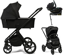 Детская коляска Peppy Monaco Plus 4 в 1 с автокреслом Jet Black и базой Black (черный), рама черная