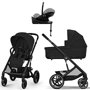 Коляска Cybex Balios S Lux BLK complete Cloud G Stone Grey Plus Base G 4 в 1 Moon Black с дождевиками