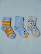 Носочки тонкие Little Star 3 шт в уп 02199 (ЧЗ-мз) динозаврики, серый, голубой, оранжевый, 11 см