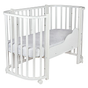 Кроватка-трансформер Indigo Baby Lux 3 в 1 белый-белые стойки