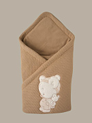 Конверт-одеяло на выписку вязаный весна-осень Little Star мишка малыш, мокко