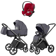 Коляска Carrello Vector 2025 CRL-6551 и автокресло Cybex Aton B2 Dynamic Red 3 в 1 Ultimate Grey