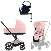 Коляска Cybex Priam IV Rosegold complete Cloud T Rebellious Luxury Denim Blue Base T 4 в 1 Peach Pink