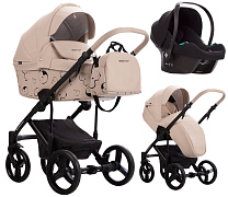 Детская коляска Bebetto Magnum Light SE Pro 3 в 1 с автокреслом Avionaut Cosmo 01 св.бежевая кожа черная рама