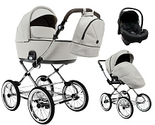 Детская коляска Roan Bass Next Classic d14 2.0 3 в 1 с автокреслом Tutis Elo Lux EduSky Black BSNC/94/2 Marzipan/Black/руч.Cappuccino