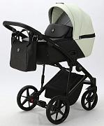 Детская коляска Adamex Mobi Deluxe 3 в 1 M-SD17 (КРЕМОВЫЙ+ЧЕРНАЯ КОЖА)