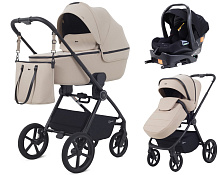 Детская коляска Rant Teo Soft 4 в 1 с автокреслом Carry Pro Black и базой Beige