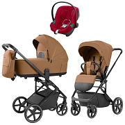 Коляска Carrello Alfa CRL-6522 2025 Cybex Aton B2 i-Size Dynamic Red 3 в 1 Honey Beige