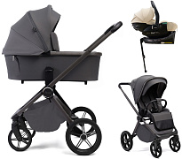 Детская коляска Peppy Monaco Plus 4 в 1 с автокреслом Jet Beige и базой Antrazit (графитовый), рама серая