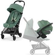Коляска Cybex Coya Matt Black Frame Cloud T i-Size Leaf Green Plus 2 в 1 Leaf Green с дождевиком