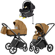 Коляска Carrello Vector 2025 CRL-6551 Nova DK791 Grey Line с базой Isofix 3 в 1 Golden Beige