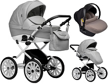 Детская коляска Indigo Special Plus 3 в 1 с автокреслом Avionaut Cosmo Beige Is04 серая кожа