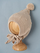 Шапочка вязаная Little Star Pom-Pom Гномик бежевый лайт 38