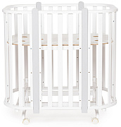 Кроватка-трансформер Vikalex Сканди маятник на колёсах белый/серый