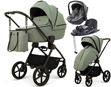Детская коляска Rant Teo Soft 4 в 1 с автокреслом Miro Olive и базой Olive