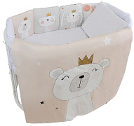 Комплект в детскую кроватку Indigo Королевские зверята 6 пр. подушечки, поплин бежевый