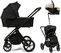 Детская коляска Peppy Monaco Plus 4 в 1 с автокреслом Jet Beige и базой Black (черный), рама черная