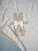 Плед двойная вязка Little Star Мишка Ангел 90*90 серый меланж/белый