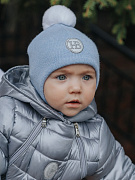 Шапочка НаследникЪ Выжанова с помпоном на завязках НВ5013 голубой 38