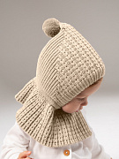 Шапка-шлем вязаная AmaroBaby Bonny зимняя с утеплителем ЧЗ бежевый 40