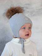 Шапочка НаследникЪ Выжанова с мех. помпоном на завязках НВ1015 ЧЗ муссон 38