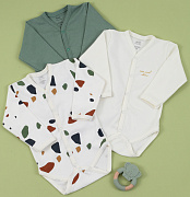 Боди Rant Mosaic с длинным рукавом на кнопках 6775/6475 3 шт Green 56