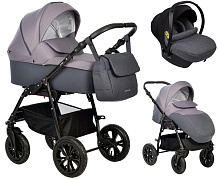 Детская коляска Indigo Charlotte Sity 3 в 1 с автокреслом Avionaut Cosmo Grey Cs 03 т.серый+фиолетовый