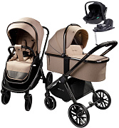 Детская коляска AmaroBaby Motus V2 4 в 1 с автокреслом Rant Miro Black и базой мокко