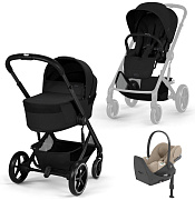 Коляска Cybex Balios S Lux Fold Cot BLK Cloud T Cozy Beige Plus Base T 4 в 1 Moon Black с дождевиками