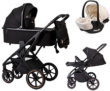 Детская коляска Peppy Tecla 3 в 1 с автокреслом Verona Beige Rose Black Черный
