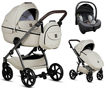 Детская коляска Tutis Uno 5 Plus Leather collection 3 в 1 с автокреслом Elo Lux EduSky Grey 1402168 Black Sesame