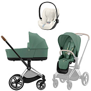 Коляска Cybex Priam IV Chrome Brown complete Cloud T Off White Plus 3 в 1 Leaf Green