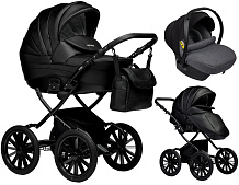 Детская коляска Indigo Special Plus 3 в 1 с автокреслом Avionaut Cosmo Grey Is03 черная кожа