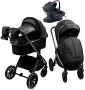 Детская коляска AmaroBaby Genius 4 в 1 с автокреслом Rant Miro Dark Grey и базой черный