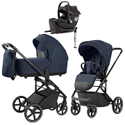 Коляска Carrello Alfa CRL-6522 2025 Ammonite AY329 Pro Absolute Black с базой Isofix 3 в 1 Denim Blue