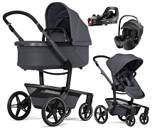 Детская коляска 4 в 1 Joolz Day 5 и автокресло Britax Roemer Baby-Safe Pro Classic Deep Black без адаптеров и база Vario Base 5Z Stone Grey