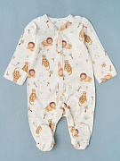 Комбинезон на кнопках Little Star 30032 львы и леопарды, крем 74