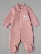 Комбинезон Little Star со стойкой на кнопках 2335 герб корона, пудровый 74