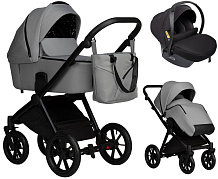 Детская коляска Indigo Solio 3 в 1 с автокреслом Avionaut Cosmo Black So04 св.серый