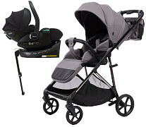 Прогулочная коляска Peppy Amici с автокреслом Jet Black и базой Grey рама Black Chrome