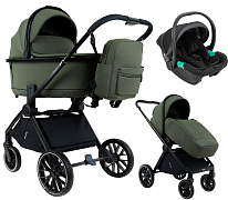 Детская коляска Pituso Mayla Plus 3 в 1 с автокреслом Santiso Pro Black Deep Green/Black