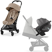 Коляска Cybex Coya Matt Black Frame Cloud T i-Size Mirage Grey Plus 2 в 1 Cozy Beige с дождевиком и бампером