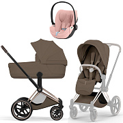 Коляска Cybex Priam V Rosegold Style Cloud T Peach Pink Plus 3 в 1 Coconut Brown