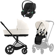 Коляска 3 в 1 Cybex Priam IV Matt Black complete и автокресло Aton B2 i-Size Volcano Black Off White